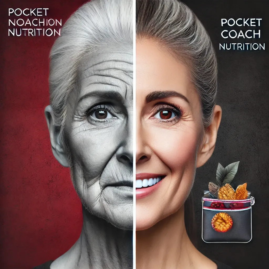 DALL·E 2024-07-30 14.40.04 - A realistic and eye-catching image divided into two sides. On the left side, an older woman looks sad and has dull, unhealthy skin. On the right side,.webp
