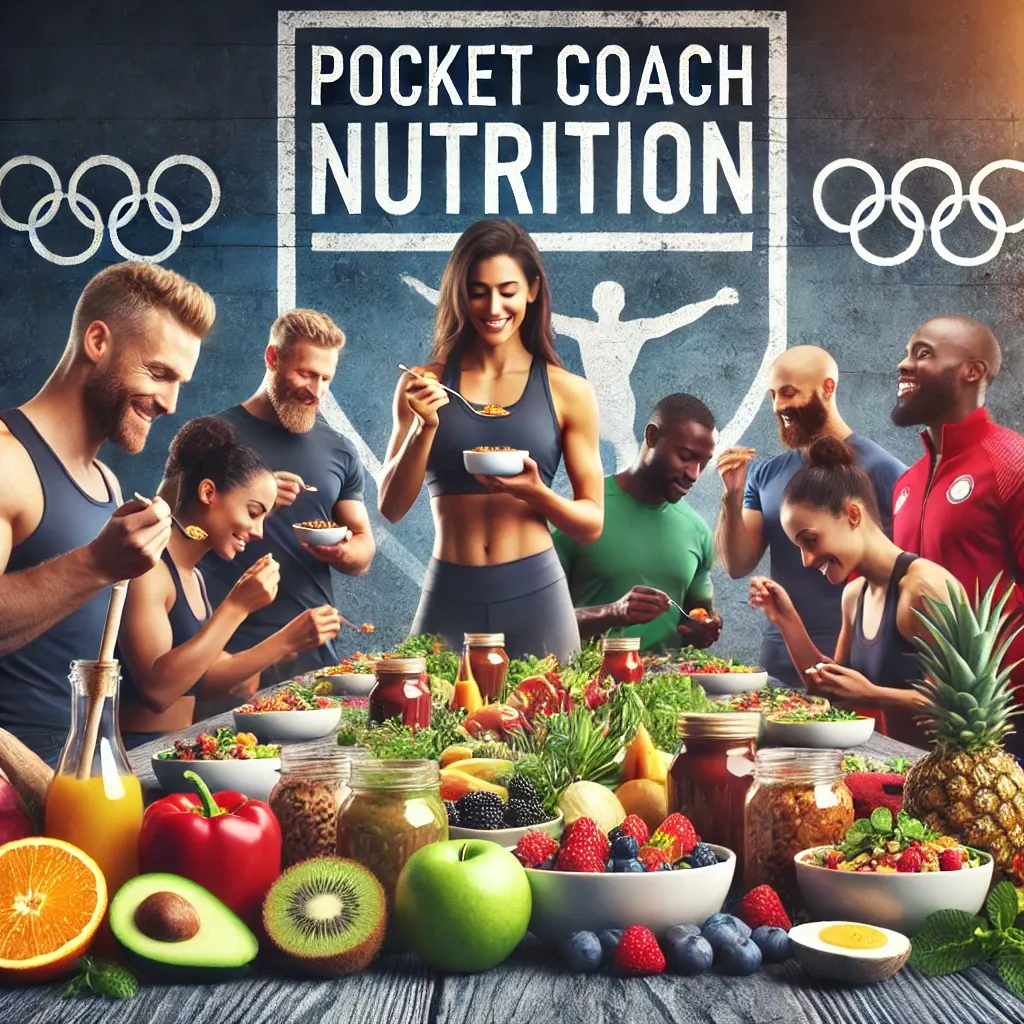 DALL·E 2024-07-30 14.59.42 - A realistic and eye-catching image featuring a diverse group of Olympic athletes enjoying healthy meals together. The setting should include vibrant, .webp