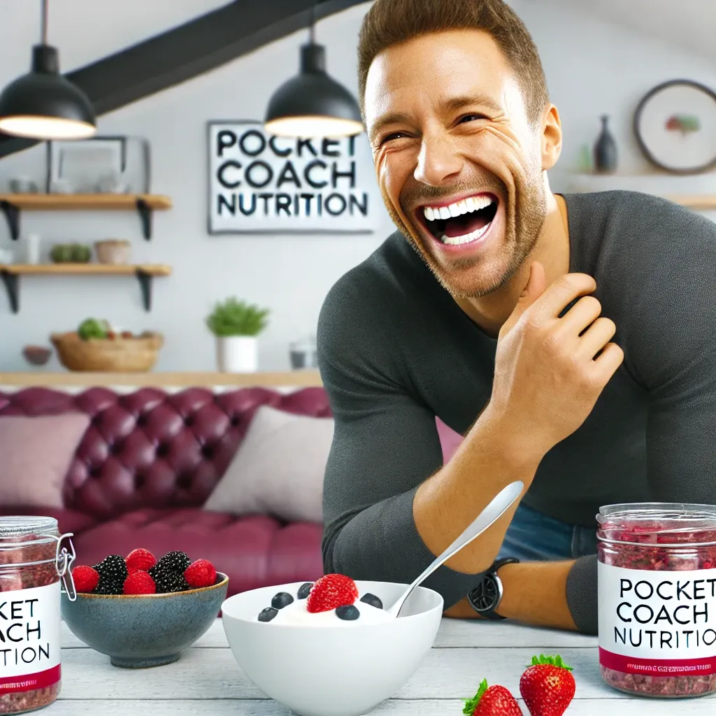 DALL·E 2024-08-08 16.25.45 - A realistic image of a 33-year-old man laughing joyfully in a bright and natural setting that emphasizes the connection between gut health and mood. T.webp