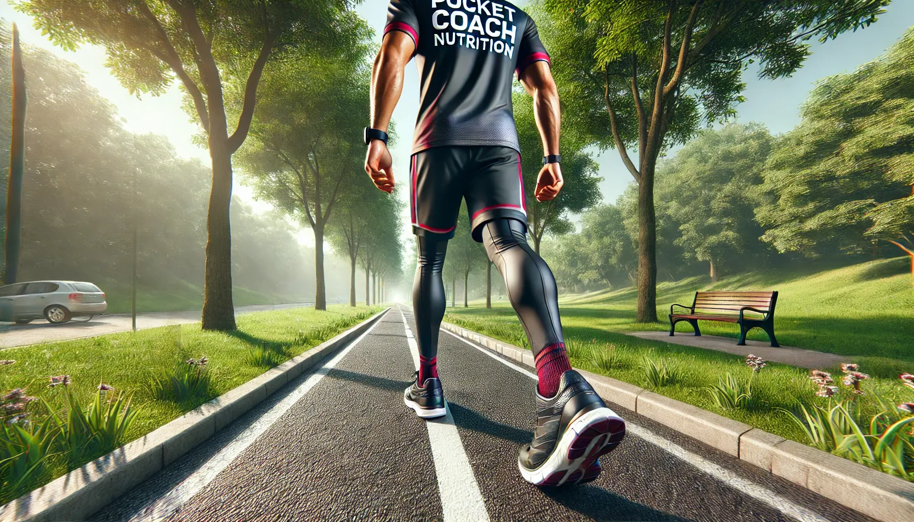 DALL·E 2024-10-14 20.22.04 - A panoramic realistic image of a person walking across a park path with a focus on healthy leg movement. The person is wearing sportswear in black, re.webp