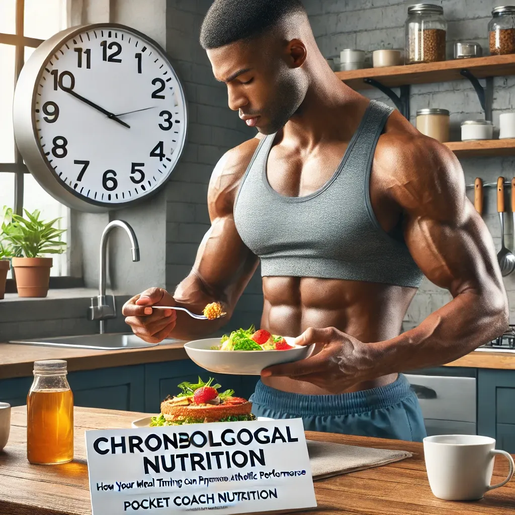 DALL·E 2025-01-13 11.49.45 - A realistic and detailed image designed for a 3_1 horizontal cover about 'Chronobiological Nutrition_ How Your Meal Timing Can Improve Athletic Perfor.webp