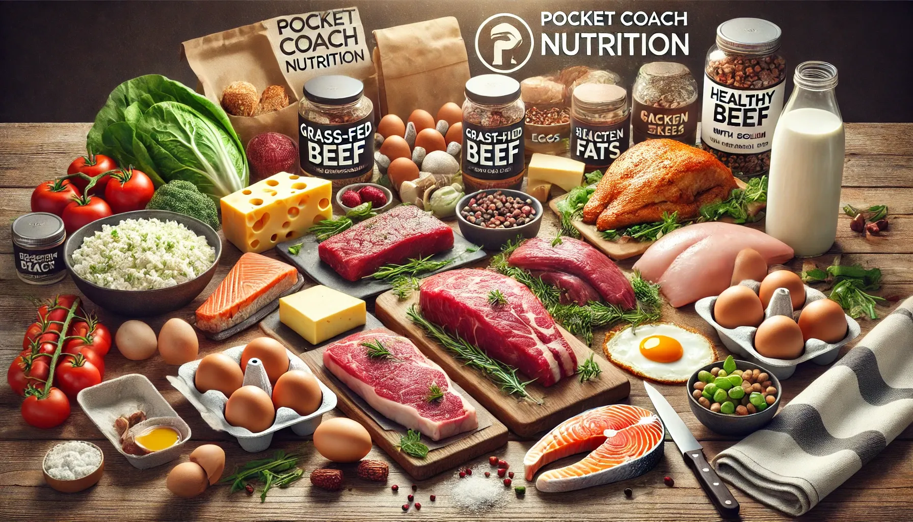 DALL·E 2025-02-05 08.01.15 - A realistic 3_1 horizontal banner image featuring a variety of protein-rich foods that contain healthy saturated fats, such as grass-fed beef, eggs, s.webp