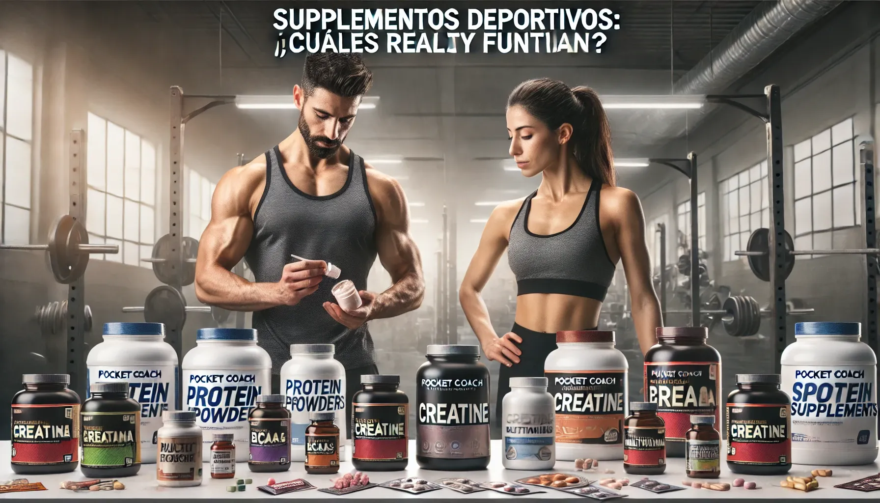 DALL·E 2025-02-10 08.27.16 - A high-resolution and highly detailed banner-style image (aspect ratio 6_1) depicting various sports supplements, including protein powders, creatine,.webp